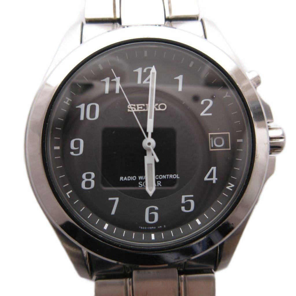 セイコー SEIKO 腕時計 7B22-0AZ0 電波ソーラー カレンダー 文字盤ブラック シルバーカラー /MG