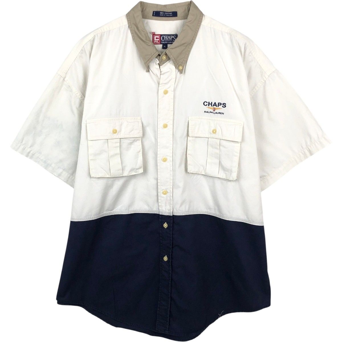 古着 ラルフローレン Ralph Lauren CHAPS チャップス 半袖 ボタンダウンシャツ メンズXL相当/eaa668634