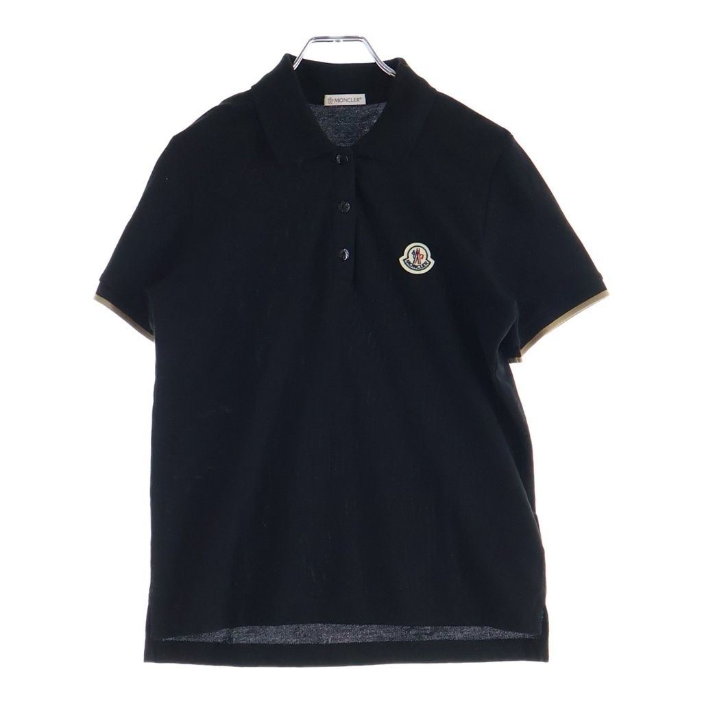 MONCLER (モンクレール) 25SS ワッペンロゴ コットン 半袖ポロシャツ ブラック レディース K10938A00001