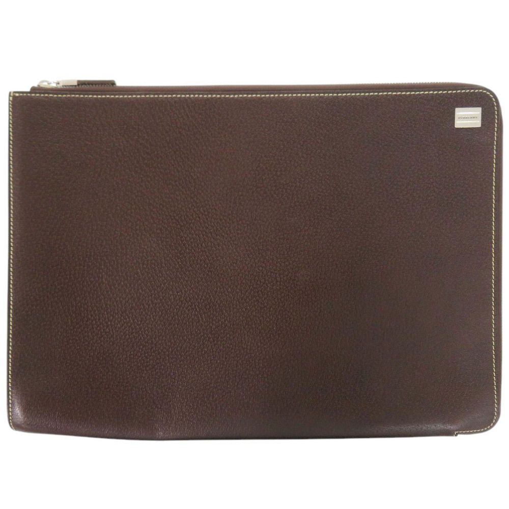 美品 バーバリー ノバチェック レザー ブラウン クラッチバッグ 茶 0653 BURBERRY メンズ