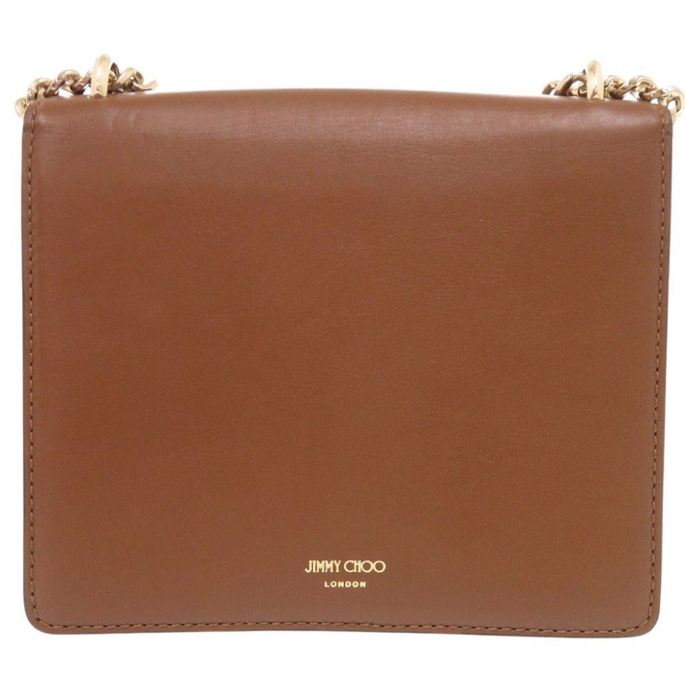 美品 ジミーチュウ ヴァレンヌ レザー ブラウン チェーンショルダー ショルダーバッグ 茶 0016 JIMMY CHOO