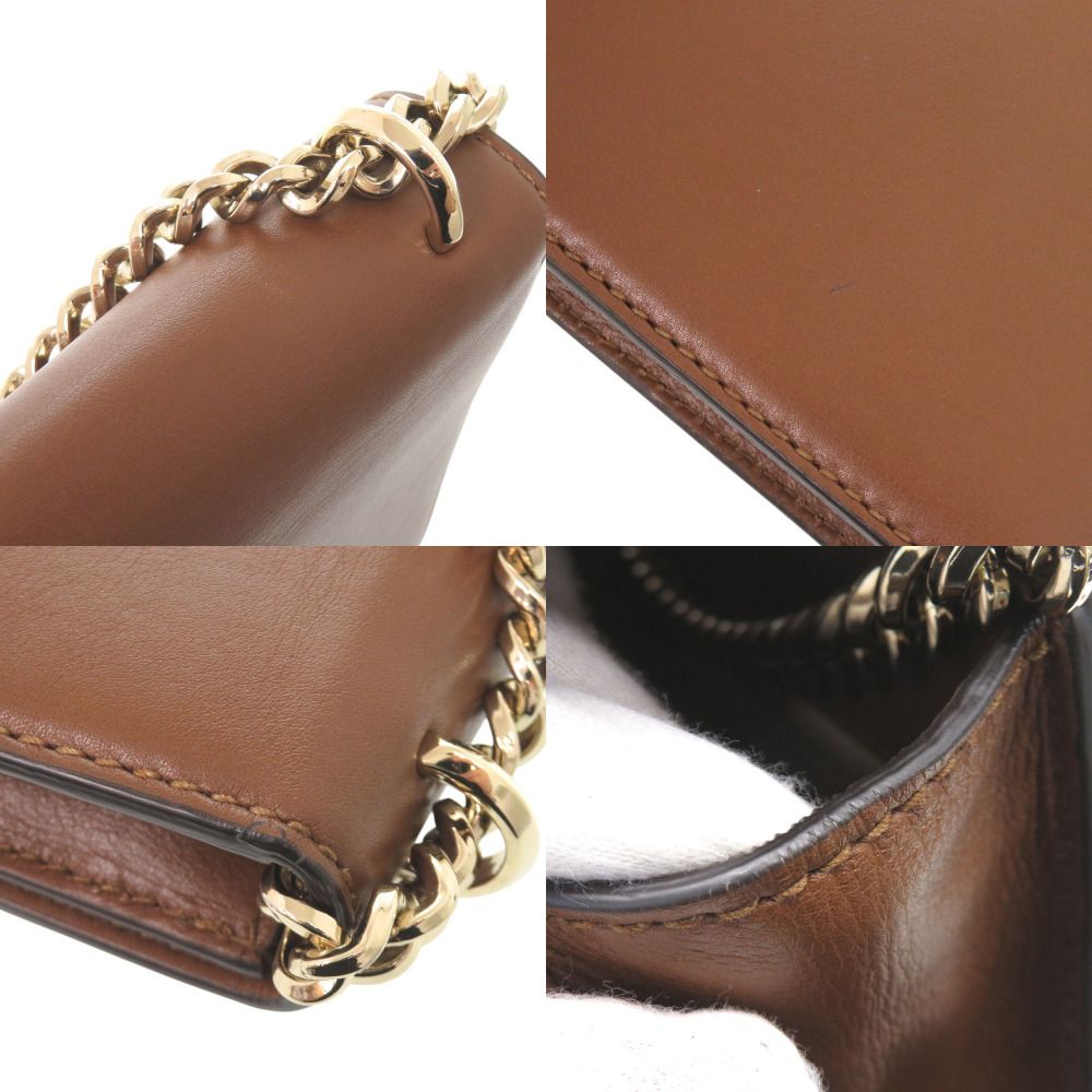 美品 ジミーチュウ ヴァレンヌ レザー ブラウン チェーンショルダー ショルダーバッグ 茶 0016 JIMMY CHOO