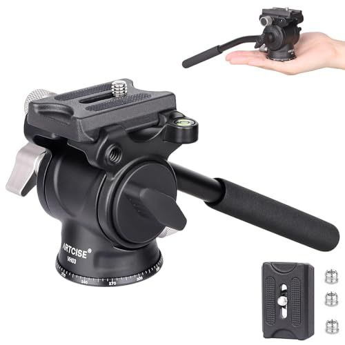 ARTCISE 2Way フルード 雲台 アルミ合金製 小型 ハンドル ビデオ三脚ヘッド 360°回転可能 パノラマ撮影流体雲台 一眼レフ/ビデオDSLR/カメラ三脚/一脚/スマホ撮影など対応 耐荷重3キロt 1d670803