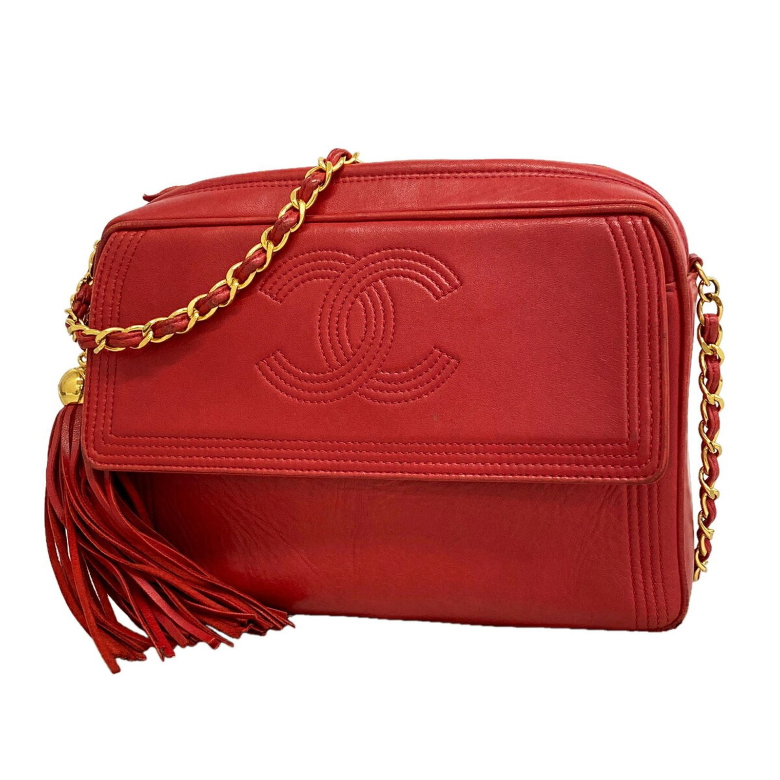 シャネル(Chanel) シャネル ショルダーバッグ 付きチェーンショルダー レザー レッド レディース