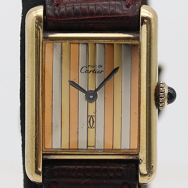 Dead Stock Class International Lifetime Warranty Operation Cartier Must Tank SV925 Hand Winding Gold/Silver Dial Ladies Watch 0057310 9RKT MST ABC16530