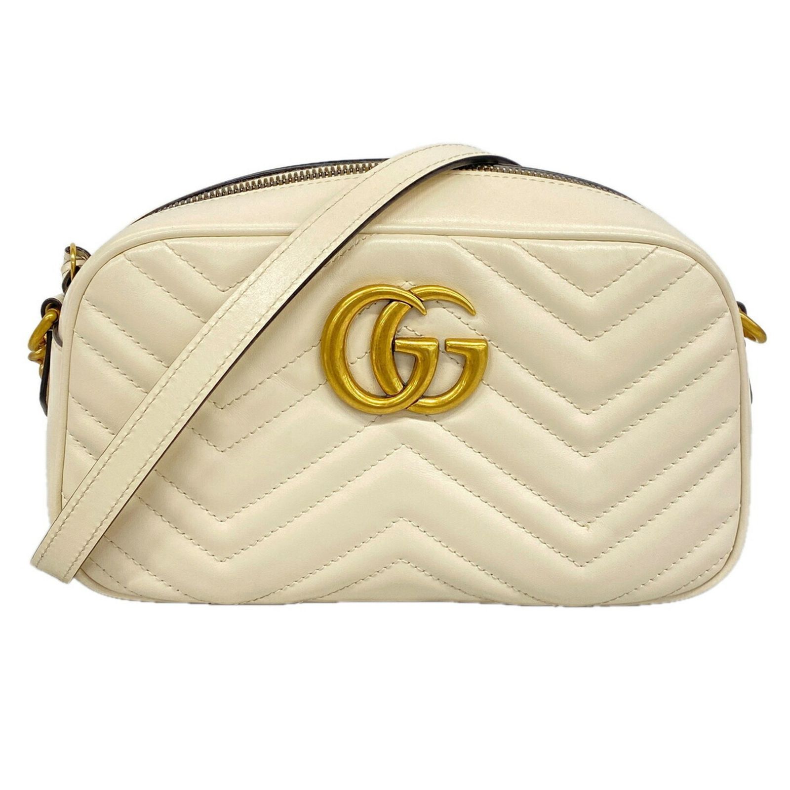 グッチ(Gucci) グッチ ショルダーバッグ GGマーモント 447632 レザー アイボリー レディース