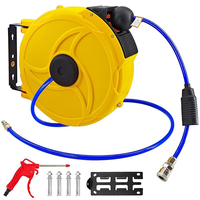 【新品】 COYXiCE エアーホースリール 15m 自動巻取式 自動巻き上げ 壁掛け 吊り下げ 天吊可能 180°回転可能 持ち運び使える 伸縮式スプリング エアホース 外径φ10mm×内径6.5mm 最高使用圧力15kgf/c 空気圧工具 ブラケット付 エ