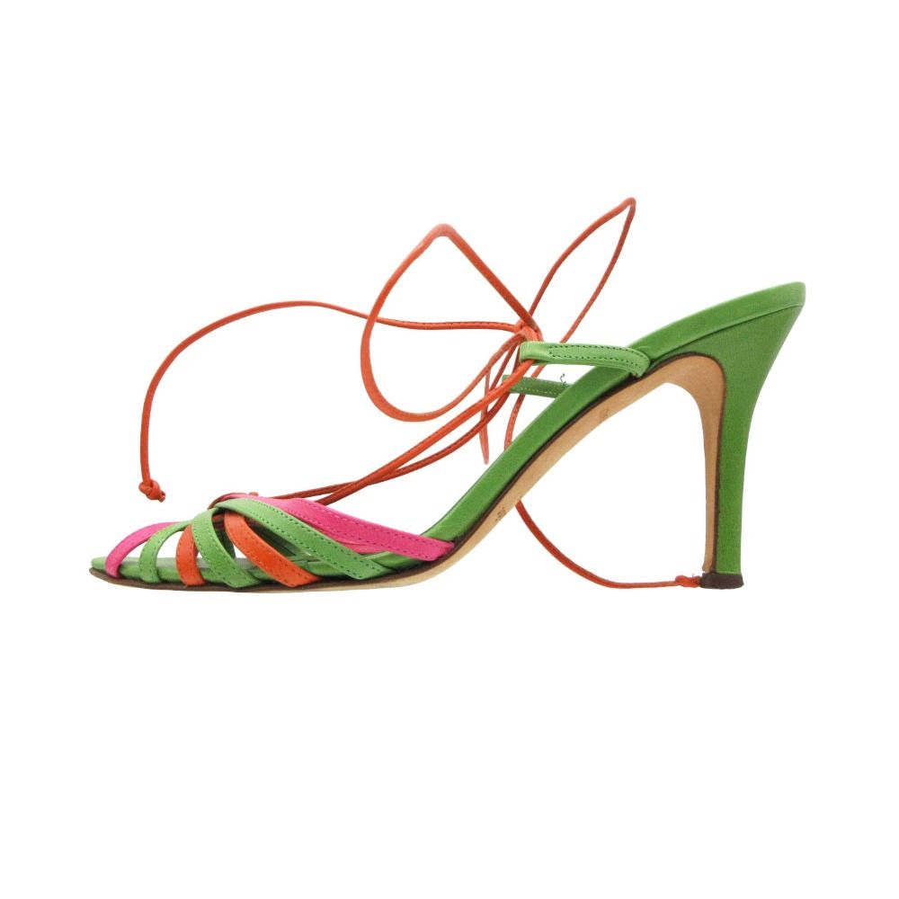Kate Spade Kate Spade Sandals Colorful Lace Up High Heels Stiletto Shoes Multi Color 7 2/1W 24.5cm Women's [Used]