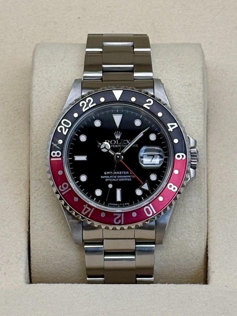 ROLEX 16710 GMTマスターⅡ コーク トリチウム N番 黒文字盤 ステンレス 自動巻【管理№3-12】