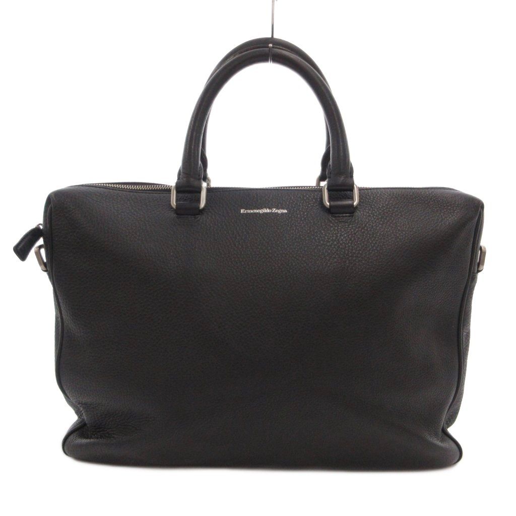 エルメネジルドゼニア Ermenegildo Zegna ブリーフケース 書類かばん レザー ハンドバッグ ビジネス 黒 ブラック /TQ ■IBO100