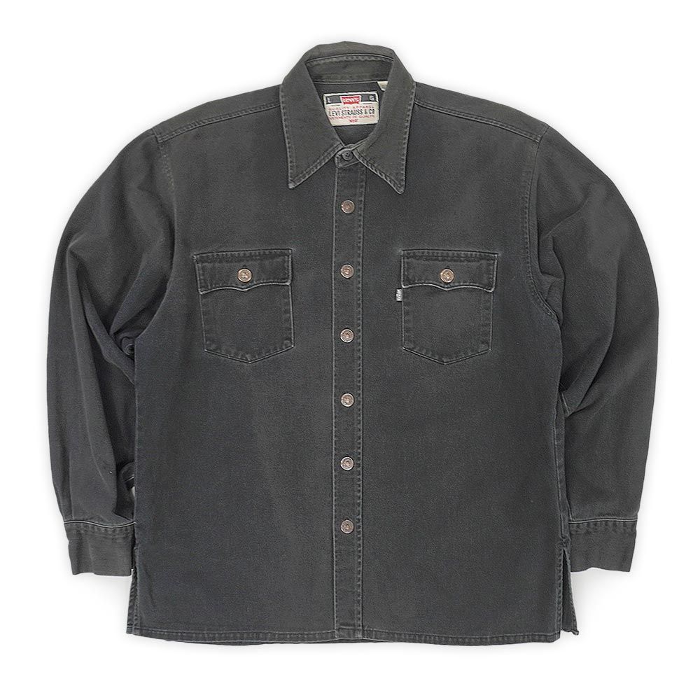 リーバイス Levi's 90s 00s 90-2000年代 ブラックデニムシャツ ボックス サドルマン 珍品 USA アメリカ ヴィンテージ 古着 メンズ シャツ 黒 L【中古】
