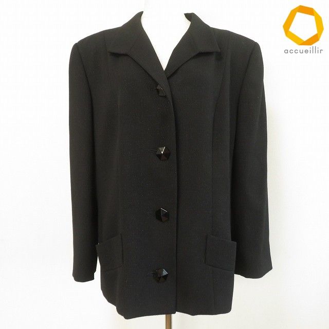 #anc ジバンシィ GIVENCHY ジャケット 44 黒 ラメ 大きいサイズ 日本製 レディース [1024383]