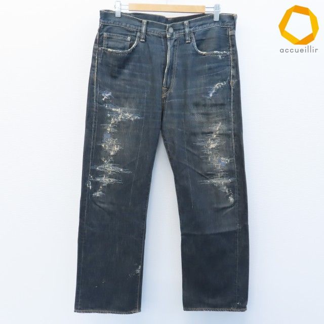 フォーティファイブアール 45R パンツ デニム ジーンズ ダメージ加工 ペイント メンズ [a1008950]