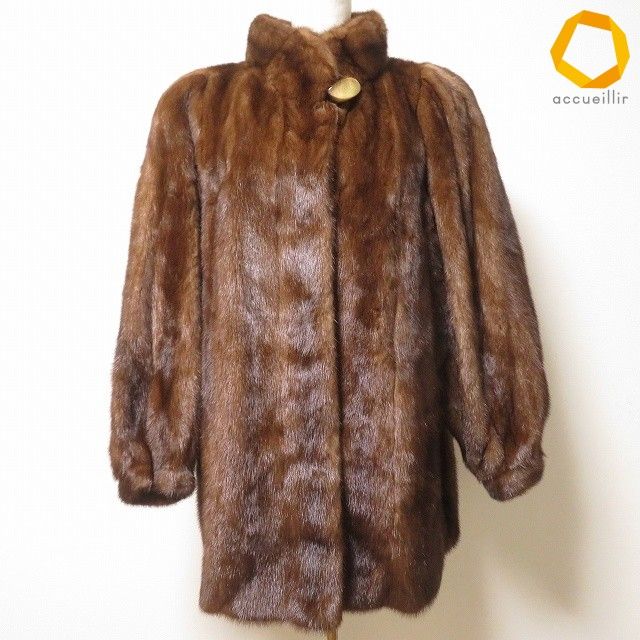#wnc 毛皮コート 毛皮ジャケット 11 茶系 ミンク ファー スタンドカラー レディース [1026792] 21,000円