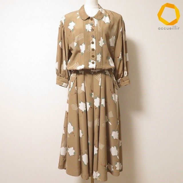 #anc インゲボルグ INGEBORG ワンピース ベージュ 白 七分袖 花柄 ベルト付き ロング レディース [1019420] 15,000円