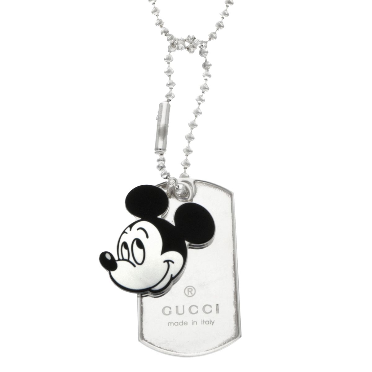 グッチ GUCCI アクセサリー ネックレス ペンダント DISNEY ディズニー ミッキー×グッチ コラボ ミッキーマウス ドッグタグ ボールチェーン 609759-J89L0 8176 レディース シルバー 44,460円