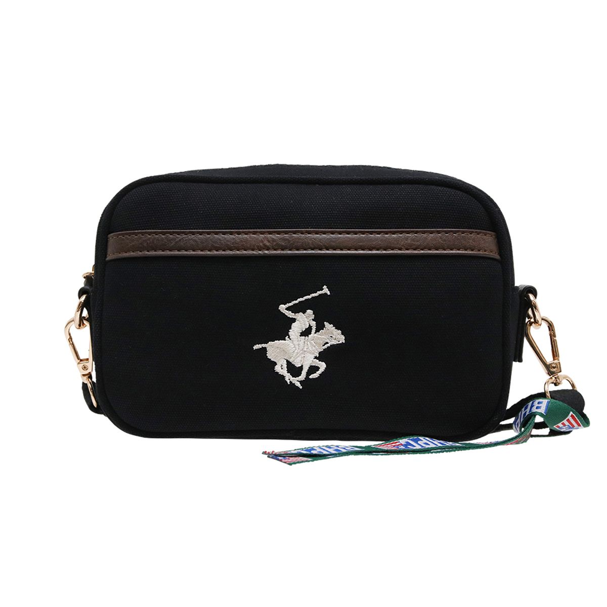 ビバリーヒルズ ポロ クラブ BEVERLY HILLS POLO CLUB バッグ ショルダーバッグ 斜めがけショルダーバッグ BH1009N 243904 BK/BK/WH キャンバスショルダーバッグ ブラック+ホワイト