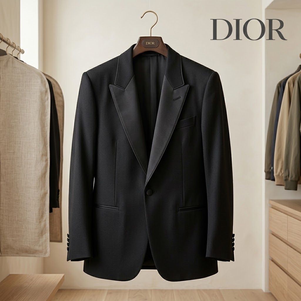 Christian Dior MONSIEUR クリスチャンディオール ムッシュ タキシード ジャケット 拝絹 ピークドラペル 1B ブラック 黒 ヴィンテージ