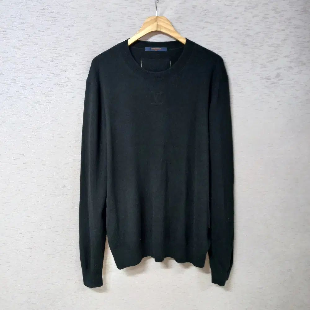 B8-21/ブラック カシミア ニットTシャツ メンズ XL
