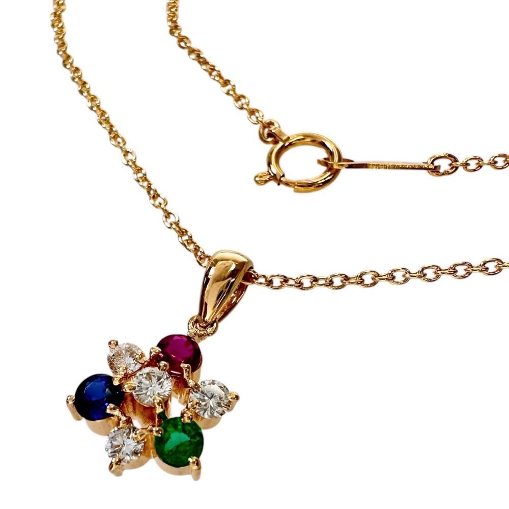 【TASAKI/タサキ】ダイヤモンド エメラルド/ルビー/サファイア ネックレス K18ゴールド 18金 3.5g 40cm レディース 【中古】【真子質店】【NN】 77,550円