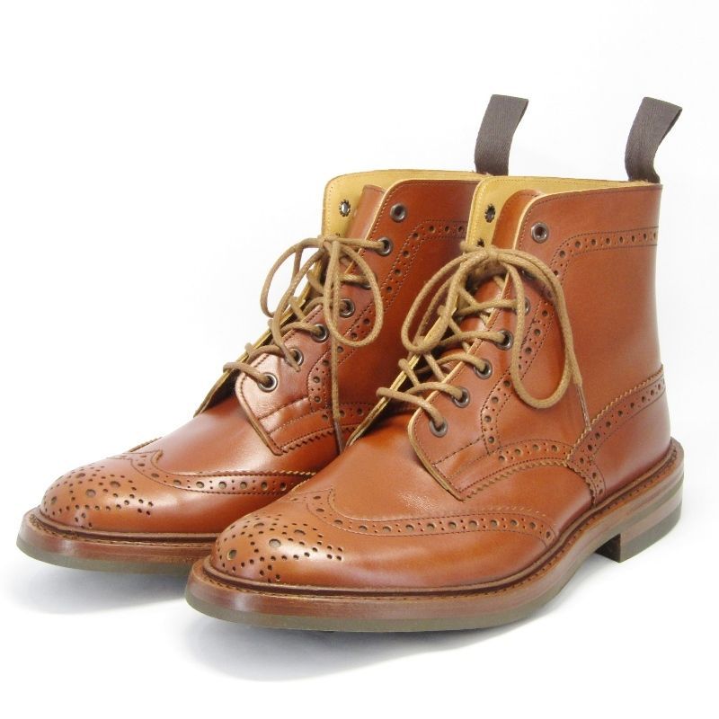 未使用 Tricker's トリッカーズ UK8 カントリーブーツ M2508 MALTON ブローグブーツ モールトン マロンアンティーク 18002397