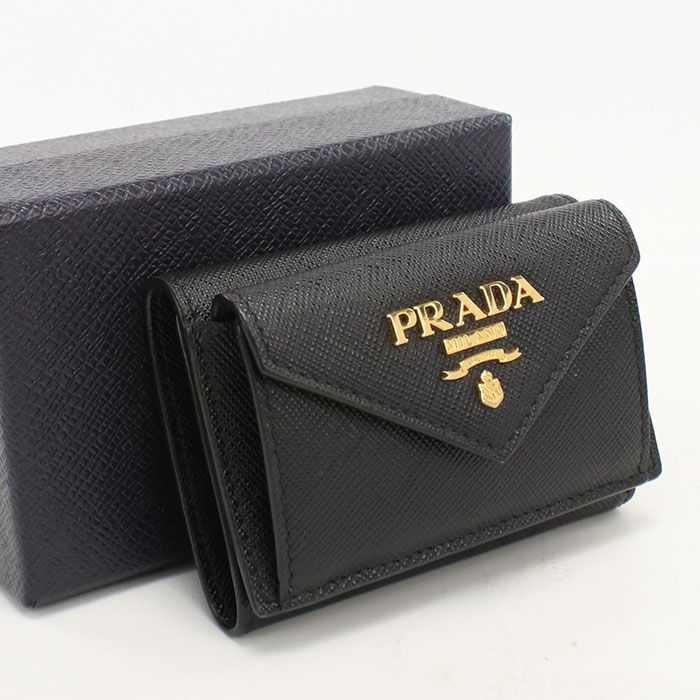 PRADA プラダ サフィアーノレザー財布 1MH021 QWA F0002 三つ折り財布 カーフ【中古】 レディース