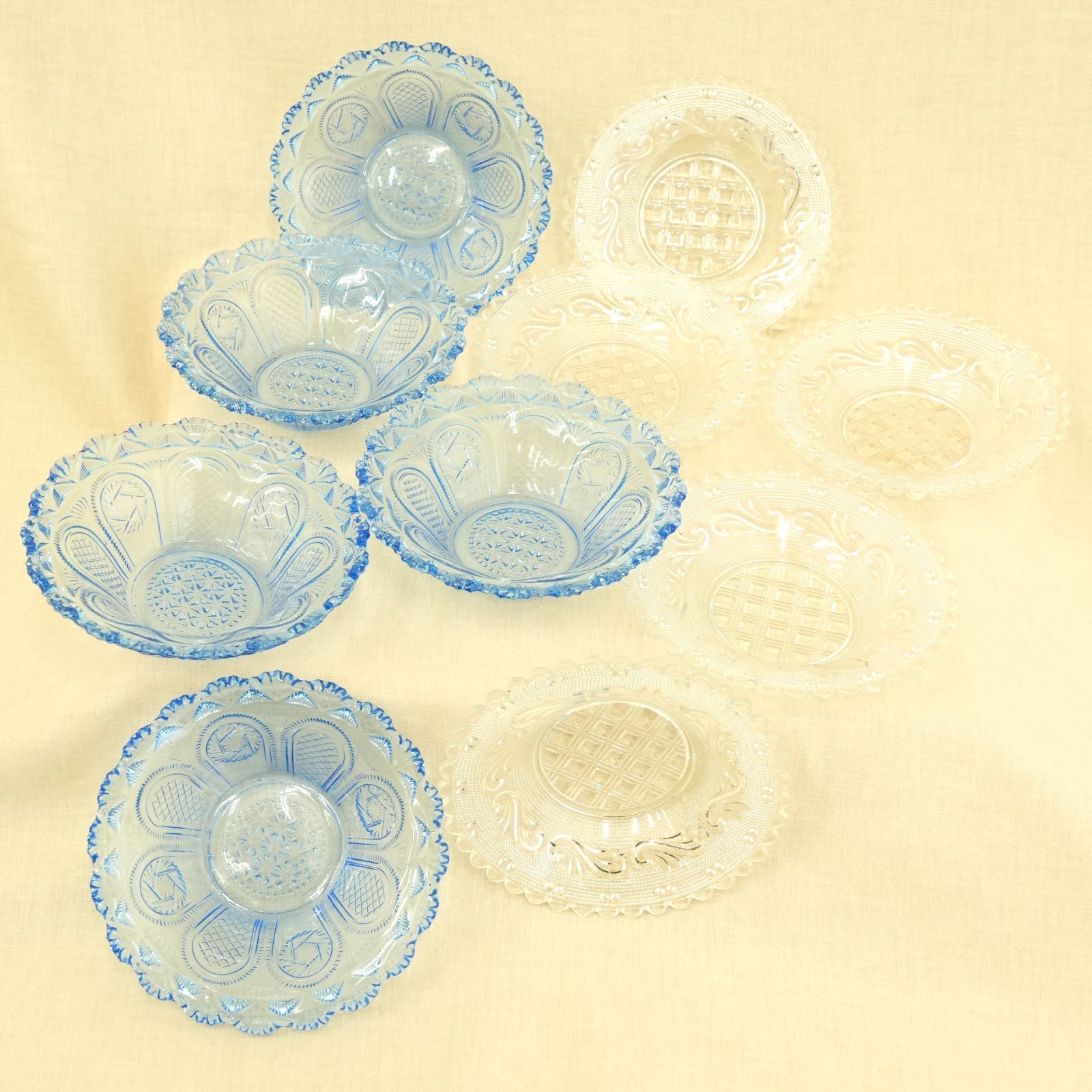[KO]【希少】戦前 大正〜昭和初期 和ガラス 輪花 プレスガラス 小鉢 小皿 計10客 6,958円