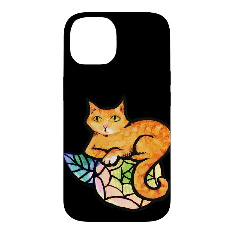 【新品】 オレンジ 猫 花柄 ガーデニング 生姜 キティ 猫 スマホケース iPhone 14 用