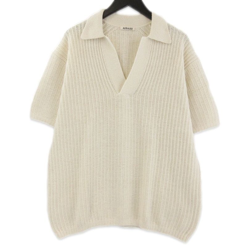 AURALEE オーラリー BRUSHED COTTON WOOL RIB KNIT SKIPPER POLO A23SP02HA 23SS スキッパー ニットポロ 半袖 日本製 ECRU 5 71016586 17,111円