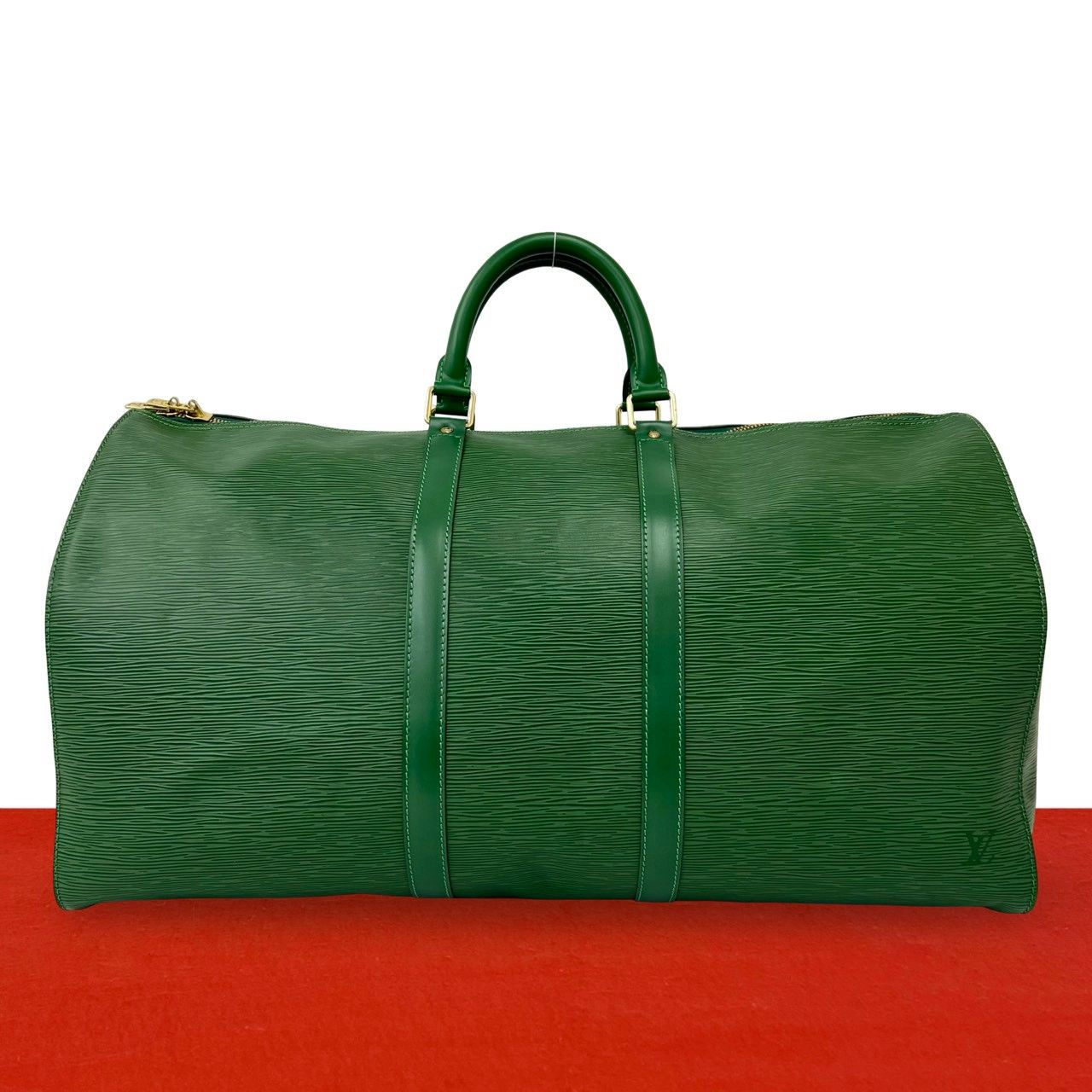 極 美品 LOUIS VUITTON ルイヴィトン ヴィンテージ キーポル 55 エピ レザー 本革 ボストンバッグ 旅行かばん ボルネオグリーン 54437