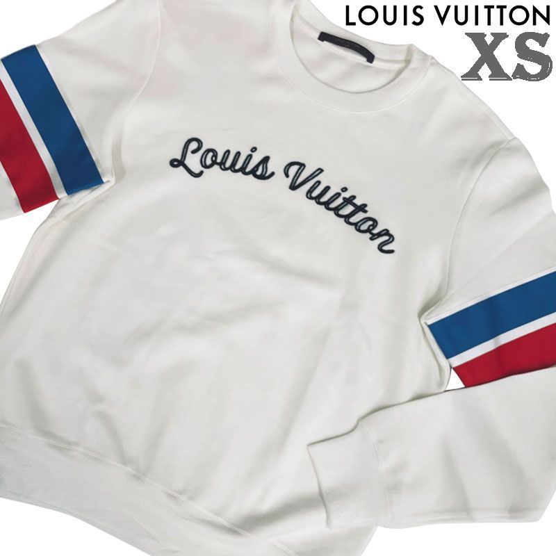 【中古】LOUIS VUITTON ルイ・ヴィトン ストライプレタードカットソー スウェットシャツ 長袖 ホワイト 白 XS トリコロール メンズ イタリア製