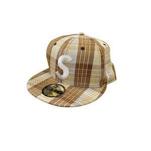 NEW ERA ニューエラ SUPREME シュプリーム Metallic Plaid Logo ベージュ系 サイズ7 3/8 G00455