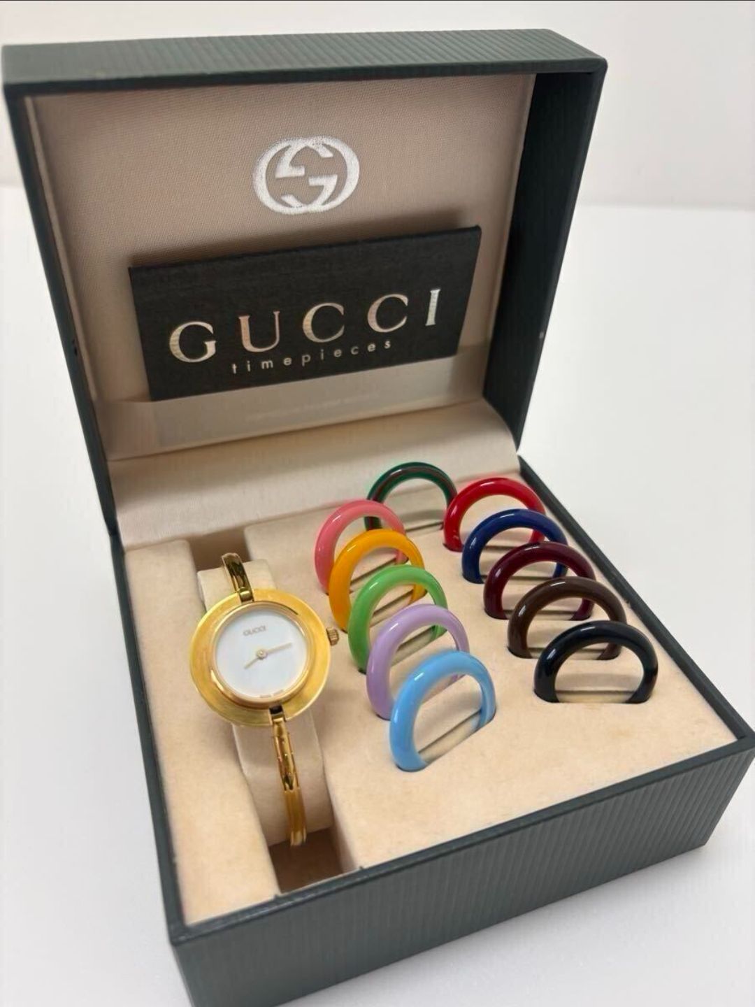 0611x9) GUCCI グッチ チェンジベゼル ウォッチ 11/12.2 ゴールド 箱