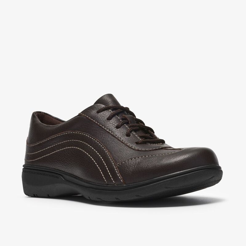 クラークス レディース シューズ サンダル レース Clarks Carleigh Dream Womens LaceUp Casual Shoes Dark Brown Leather ブラウン