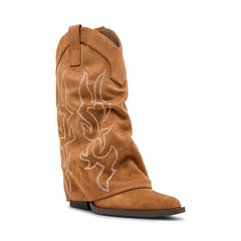 マッデンガール レディース シューズ ブーツ・レインブーツ madden girl Rusty Womens Boots with Embroidery Detail Cognac Fab