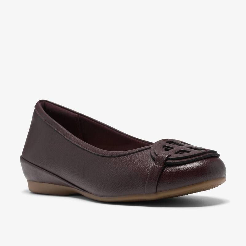 クラークス レディース シューズ サンダル レザー Clarks Cathrynn Luna WomenslipOn Leather Wedge Shoes Burgundy Leather バーガン