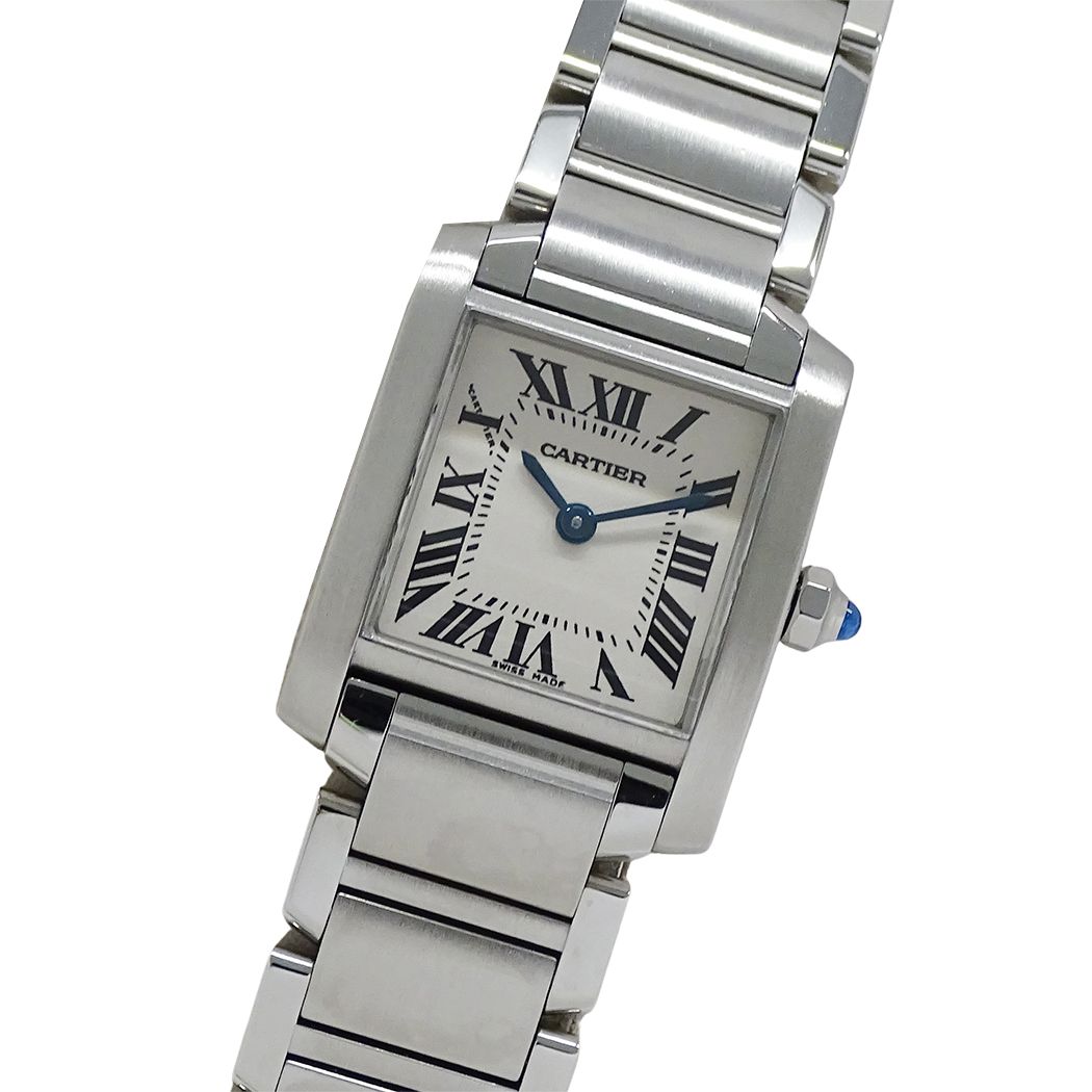カルティエ Cartier 時計 レディース ブランド タンクフランセーズ SM クオーツ QZ ステンレス SS W51008Q3 シルバー アイボリー 磨き済み 【中古】 200,950円