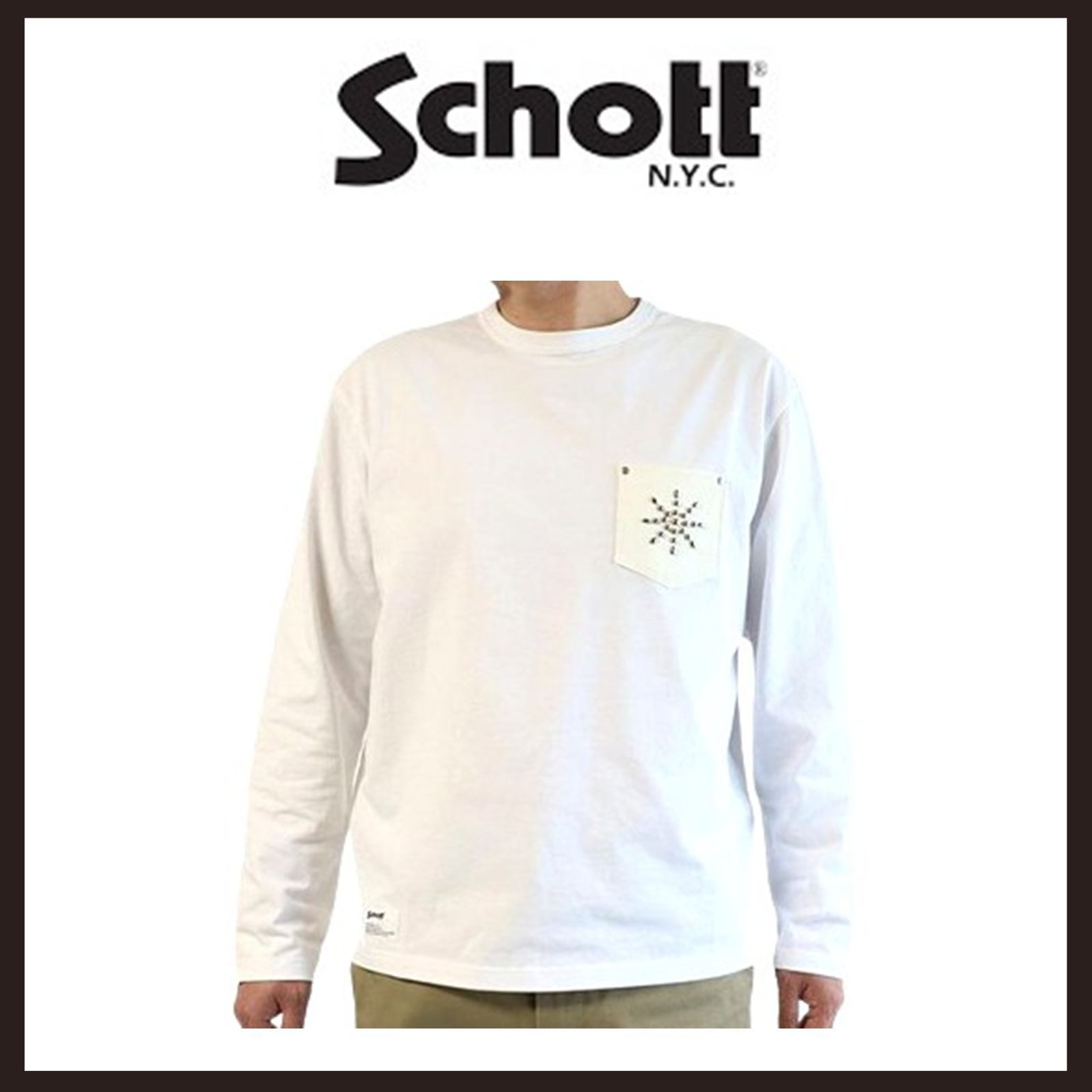 新品未使用　Schott（ショット）　DEER STUDS 長袖Tシャツ　L　ホワイト
