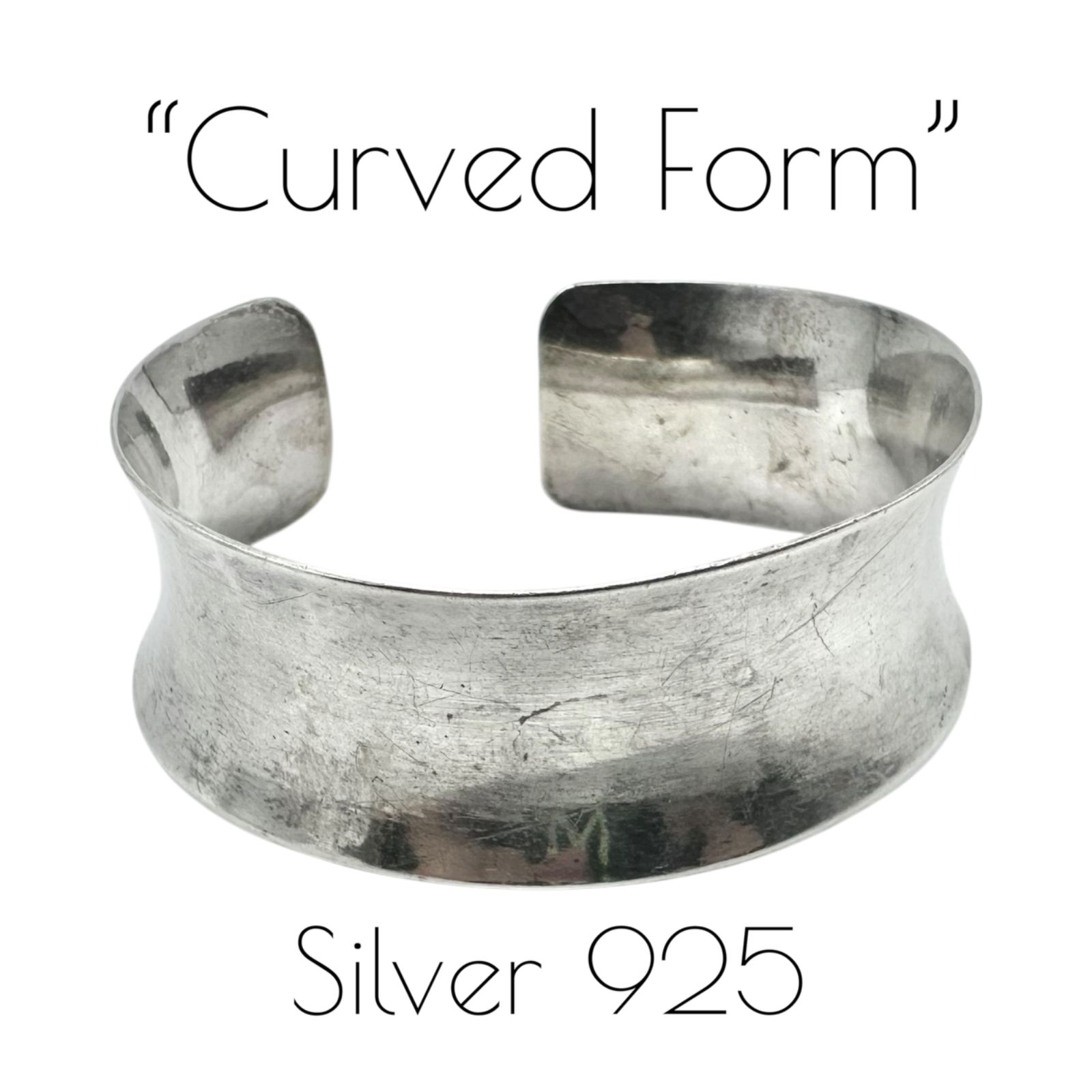【柔らい曲線】 ミニマル シンプル Silver 925 刻印 Vintage Bangle Bracelet シルバー バングル ブレスレット ユニセックス ワイド 重厚 32.2g オーストラリア直輸入