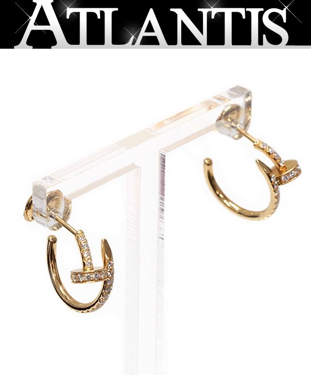 【広尾店】 美品 カルティエ Cartier ジュストアンクル パヴェダイヤ フープ ピアス スモール K18YG 重量約4.4ｇ G付き【19811】