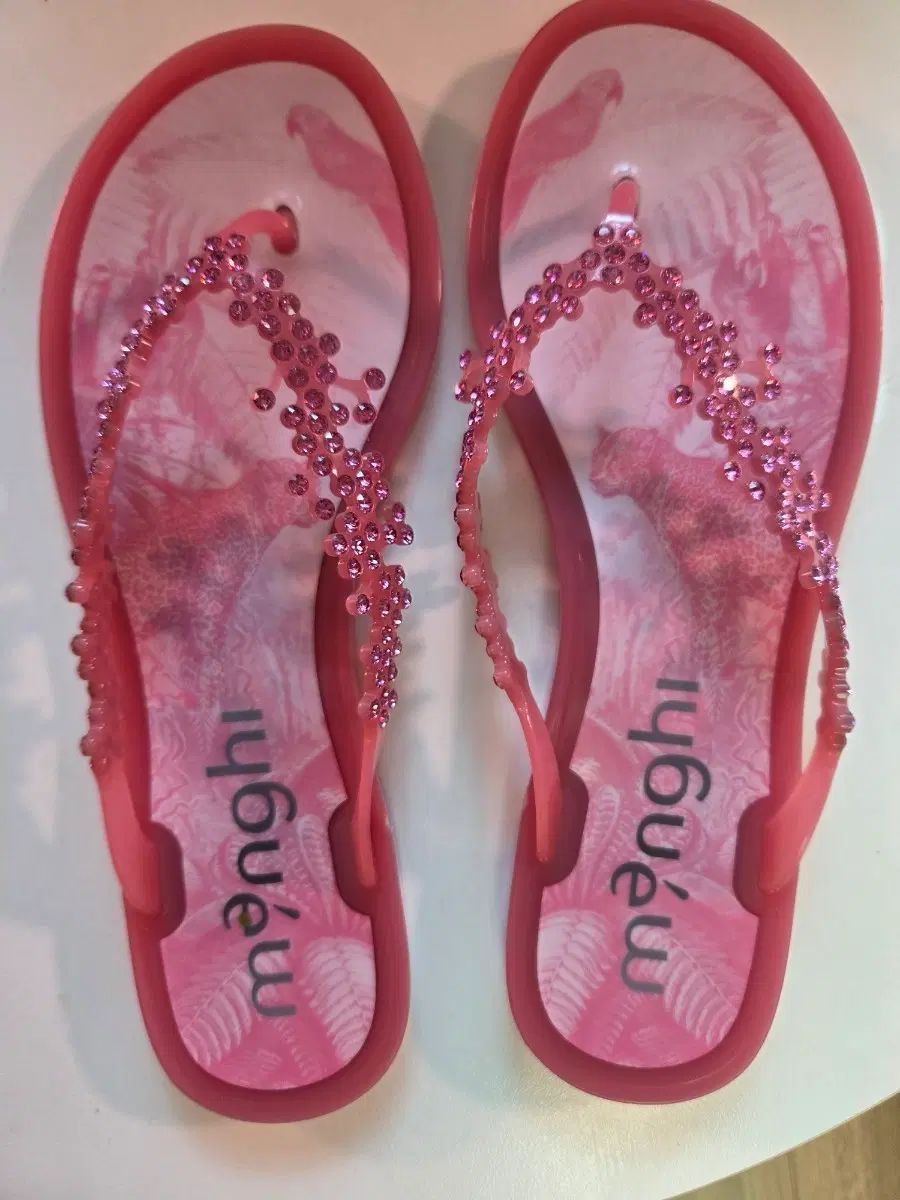 Menggi ピンク ダイヤモンドアート ビーチサンダル 36