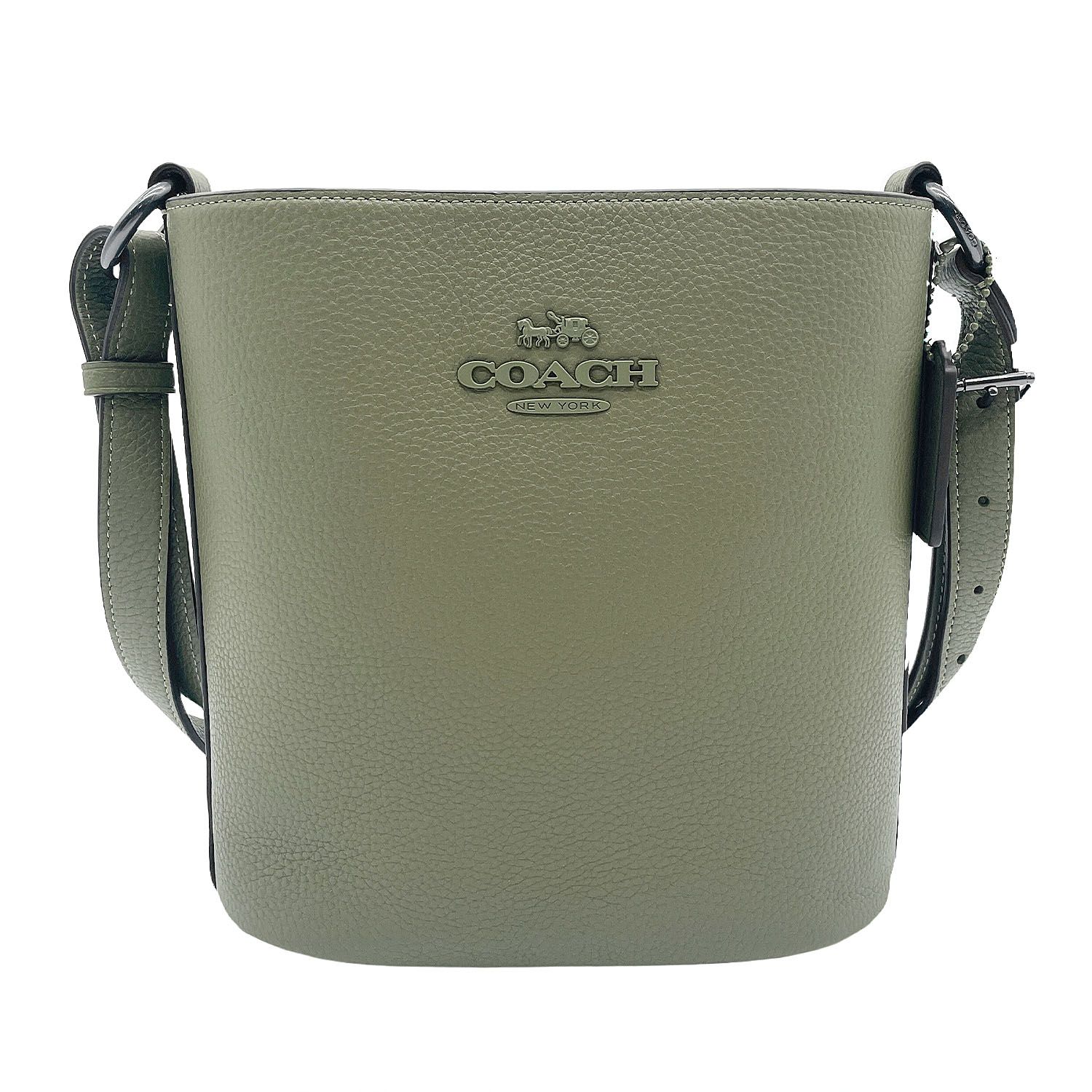 COACH コーチ ソフィー 2WAY ショルダーバッグ バケットバッグ CR153 ペブル レザー カーキ レディース 【中古】