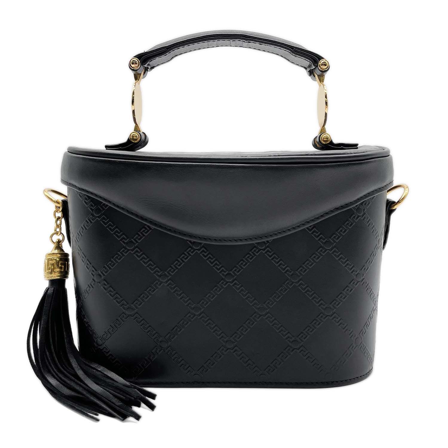 VERSACE ヴェルサーチ サンバースト ショルダーバッグ レザー メタル ブラック レディース 【中古】