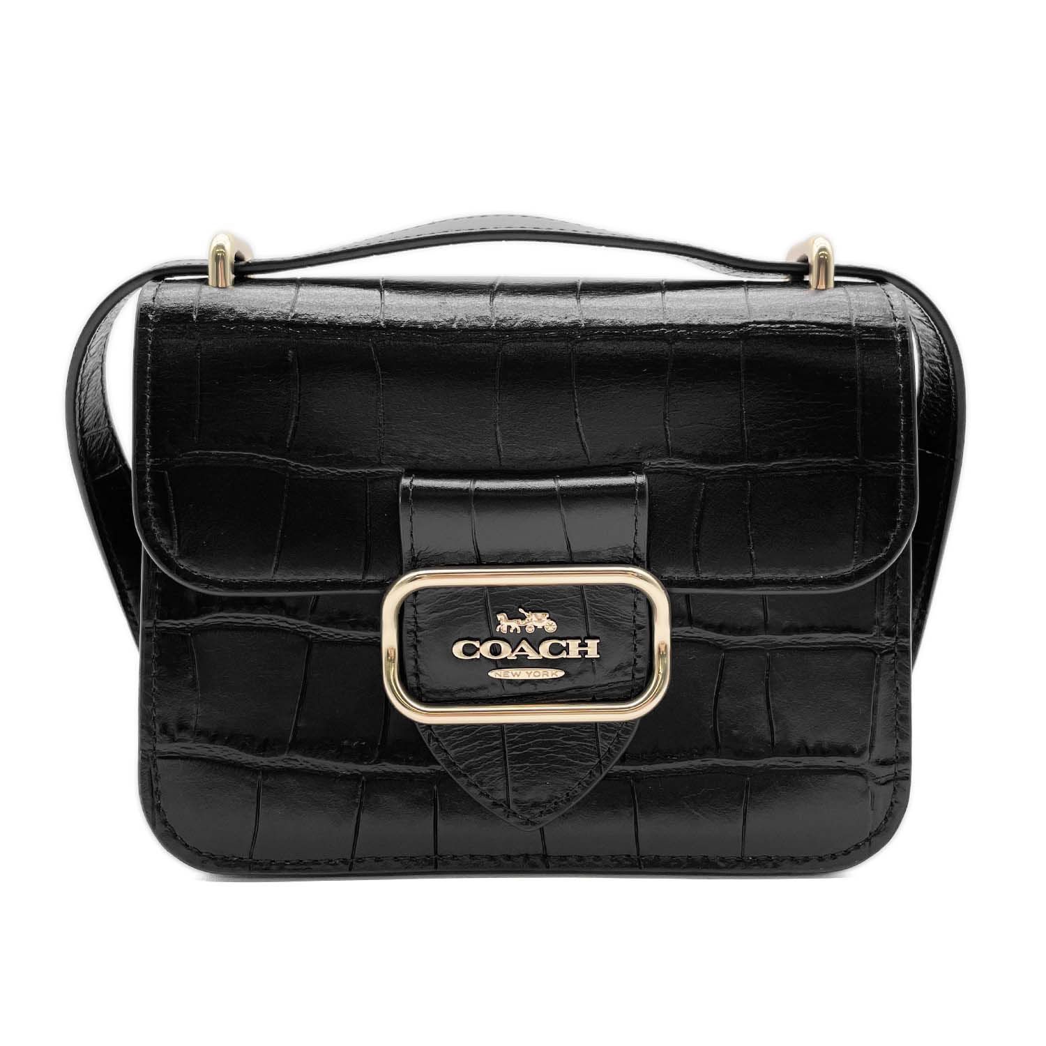 COACH コーチ モーガン ショルダーバッグ レザー メタル ブラック レディース 【中古】