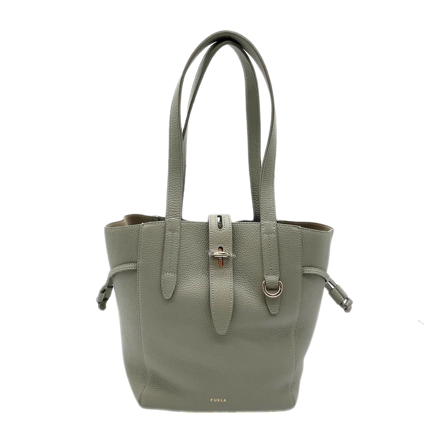 Furla フルラ NET トートバッグ レザー グレー レディース 【中古】