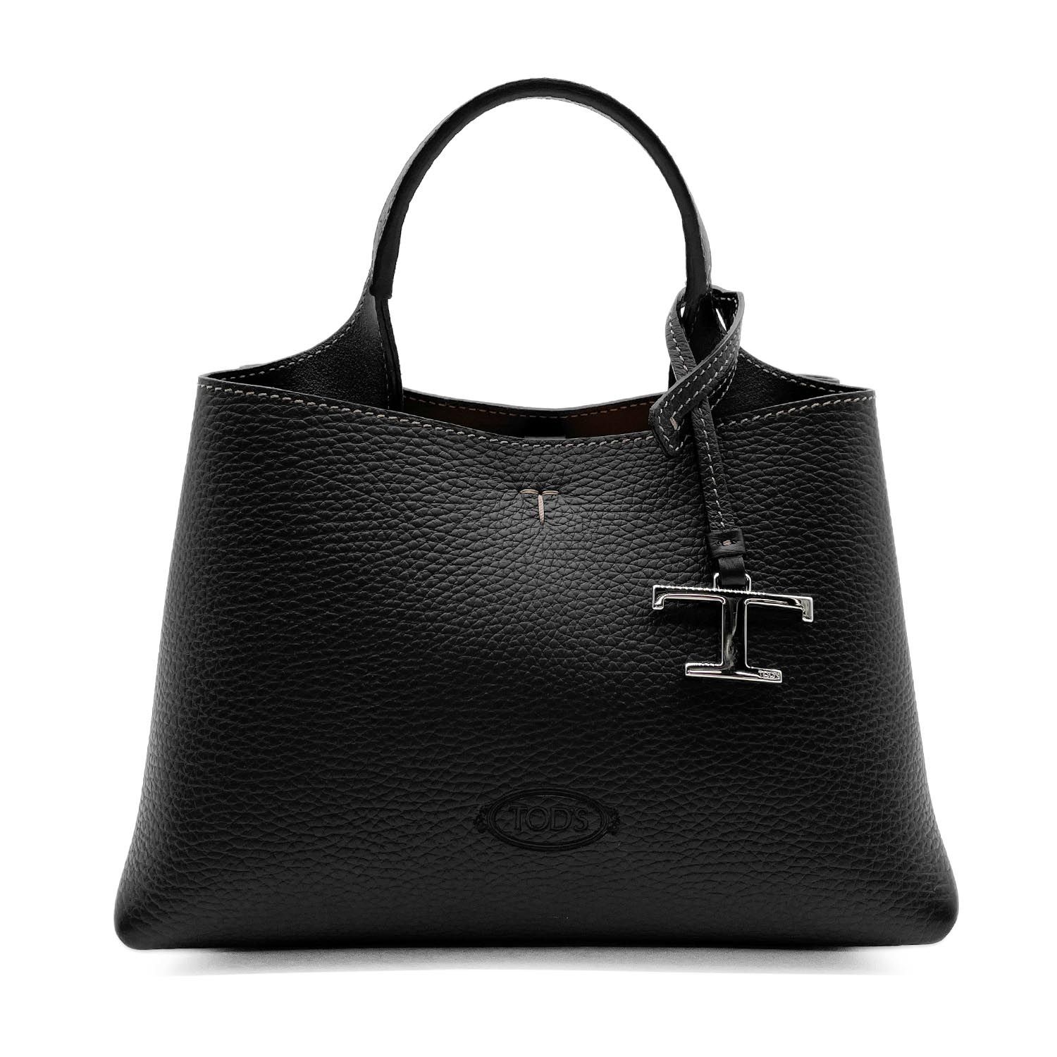 TOD’S トッズ Tタイムレス トートバッグ ショルダーストラップ付 レザー ブラック レディース 【中古】