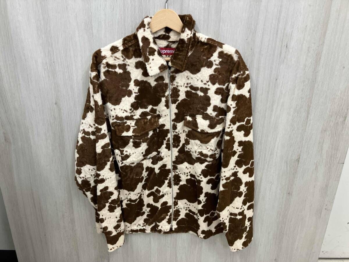Supreme 長袖シャツ　Faux Fur Zip Up Shirt COW ブラウン　サイズM