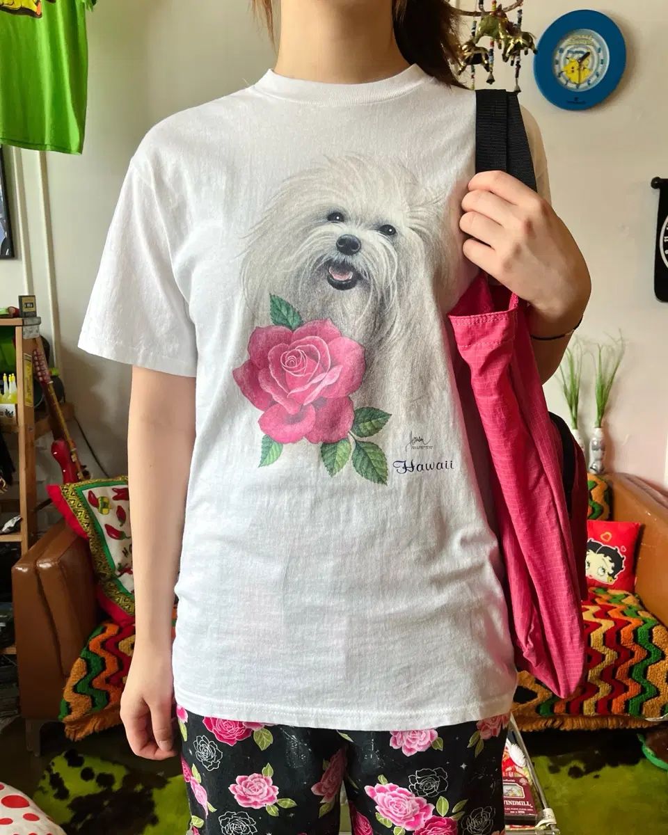 90s Bob Harrison 犬 グラフィック プリンティング USA Hanes Single スティッチ 半袖 Tシャツ