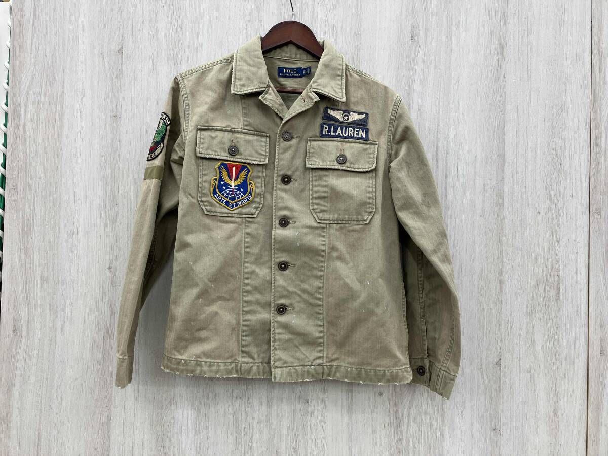 POLO RALPH LAUREN/ポロ ラルフローレン/ミリタリージャケット/XSサイズ/HERRINGBONE OVERSHIRTS/ダメージ加工