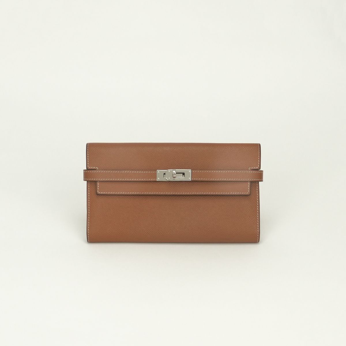 エルメス HERMES ケリーウォレット ケリー ウォレット ケリーウォレットロング 財布 長財布 ロングウォレット エプソン ゴールド Gold ブラウン Brown 茶 シルバー金具 ヴォーエプソン 137,500円